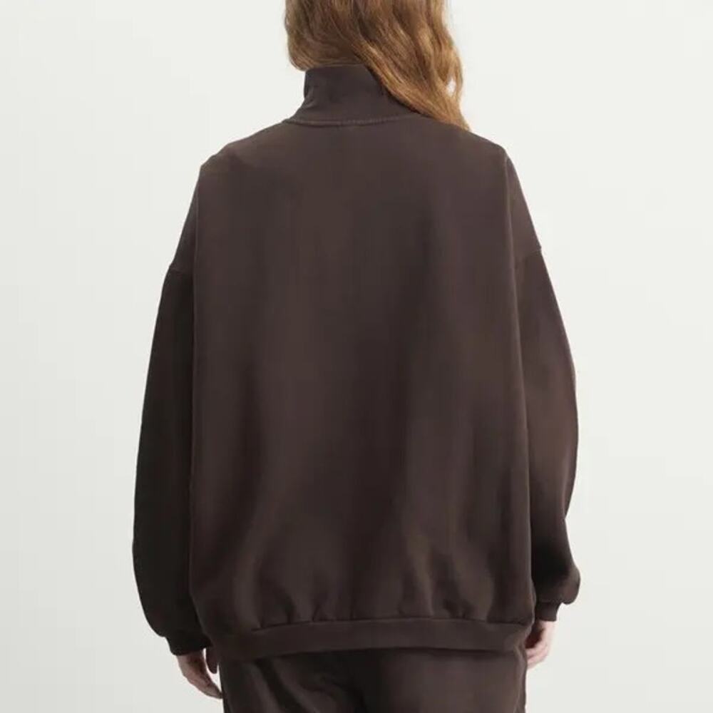 SKIMS Boyfriend Slouchy Quarter Zip Oversized Sweater Large Color Espresso - Picture 2 of 9